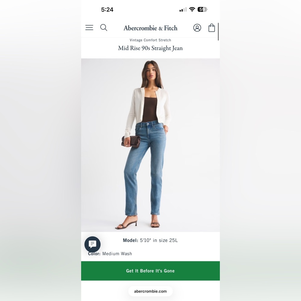 Abercrombie the straight mid rise jeans in medium wash